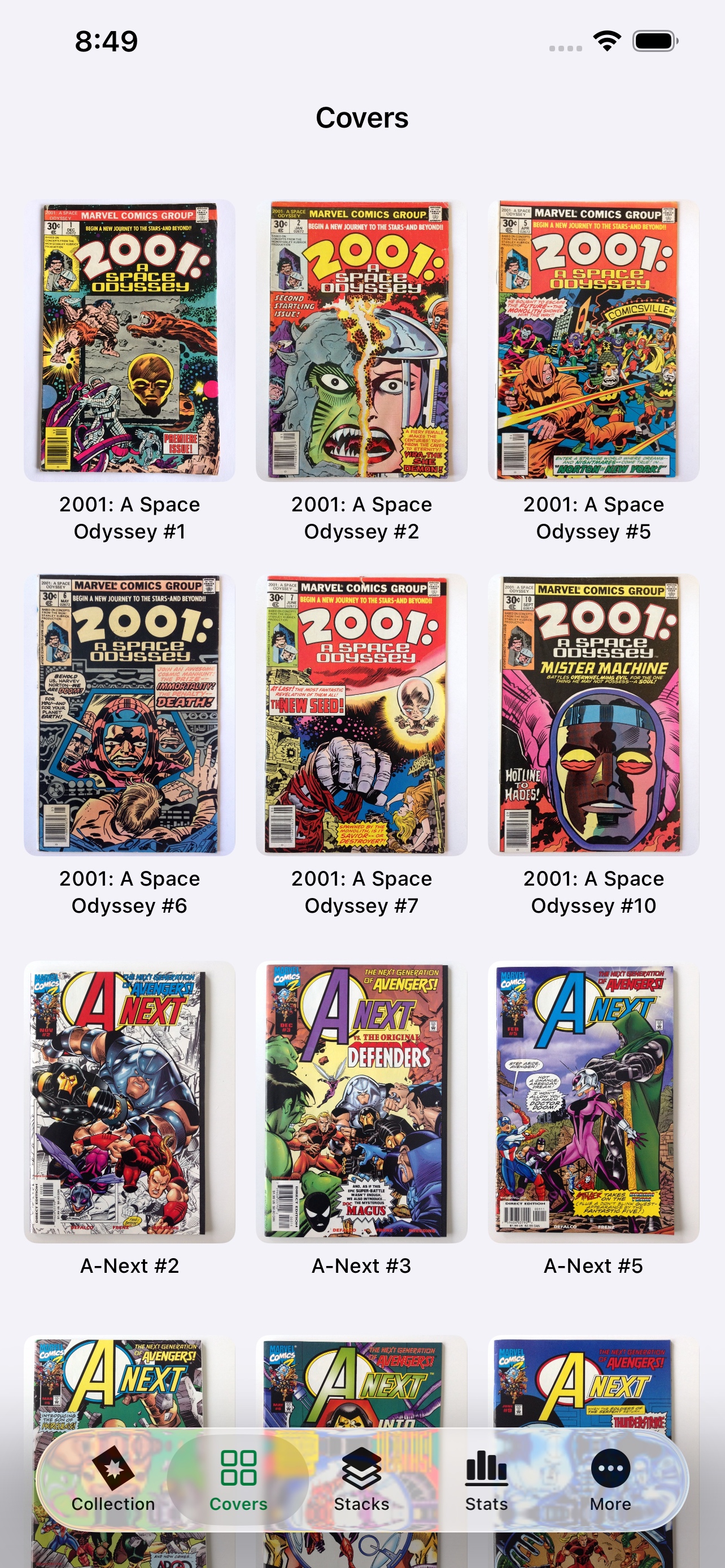 Near Mint’s Covers wall on iPhone