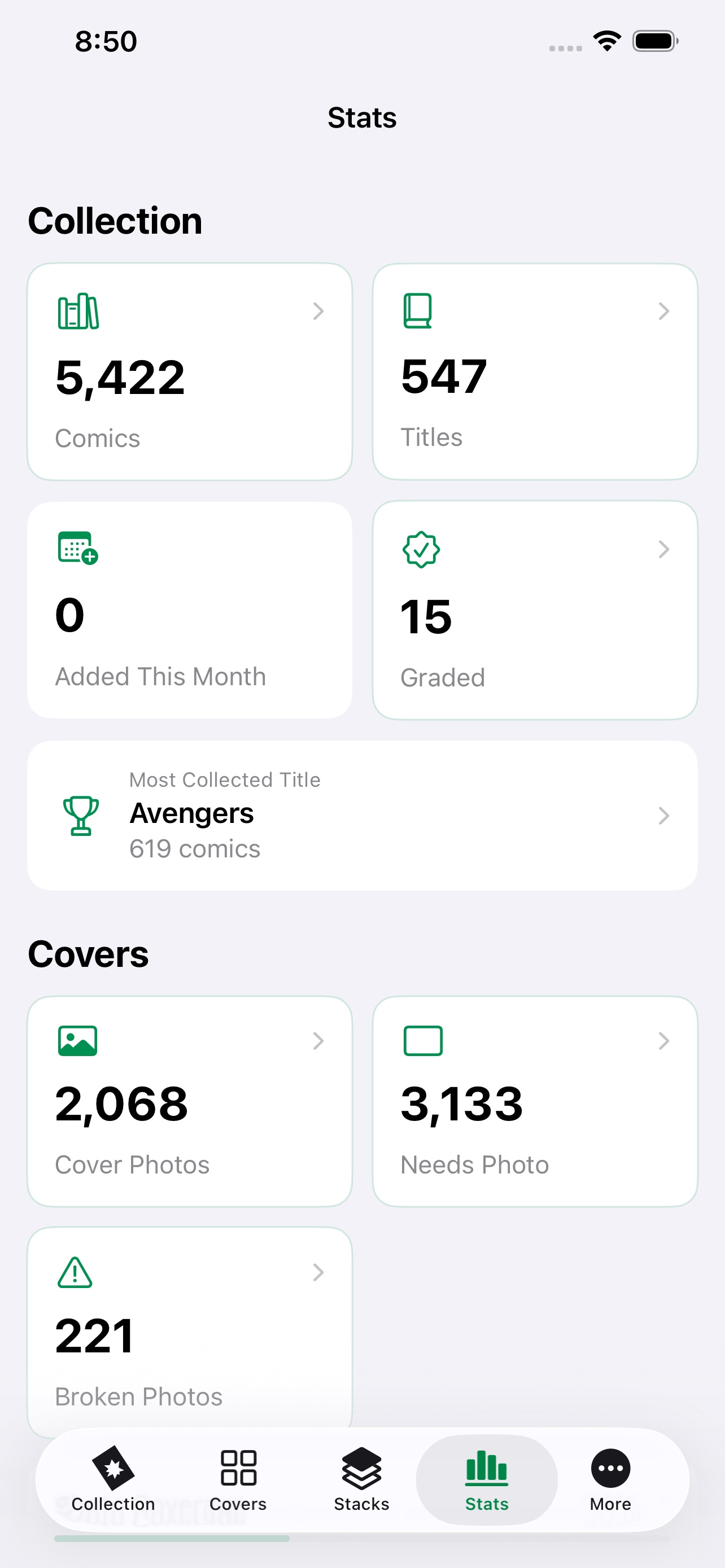 Near Mint Stats on iPhone